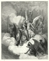 Illustration von Gustave Doré für Miltons Paradise Lost, Buch VI, Zeile 188